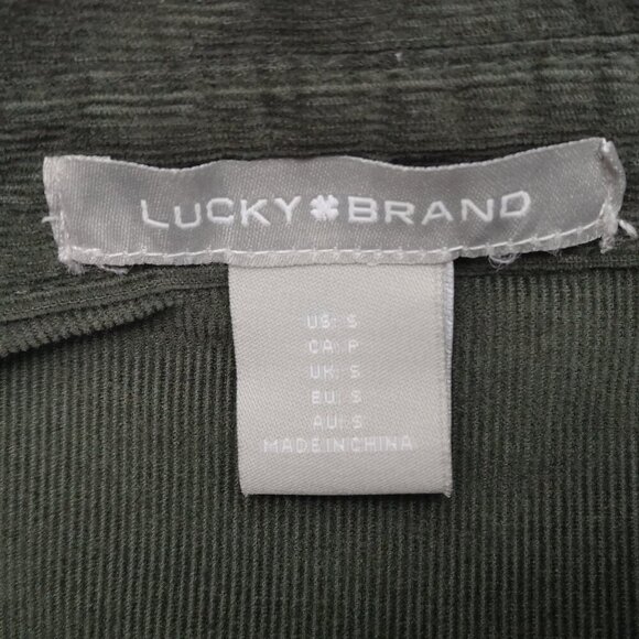 Lucky Brand Ladies Size Small Button Front & Cuffs Dark Green Corduroy Dress - Picture 3 of 13